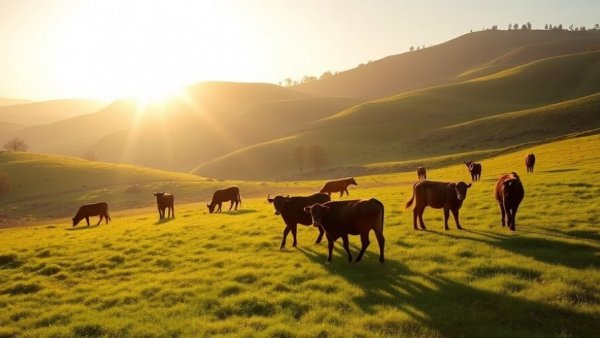 Cattle grazing at sunrise; ivermectin use in cattle for screwworm.