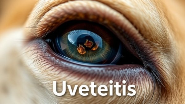 Animal eye with conjunctivitis; veterinary presentation detailing uveitis.