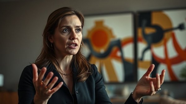 Engaged woman explaining concept, related to membership business model.