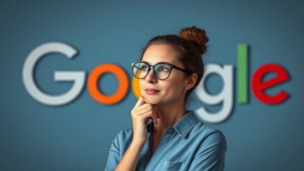 Pensive woman with Google AI logo, technical SEO context