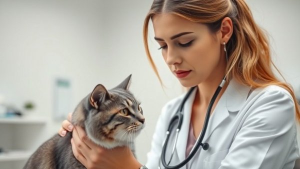 Vet examines cat at VetEvolve veterinary network expansion.