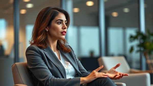 Confident woman discussing Med Spa Insurance in a professional setting.