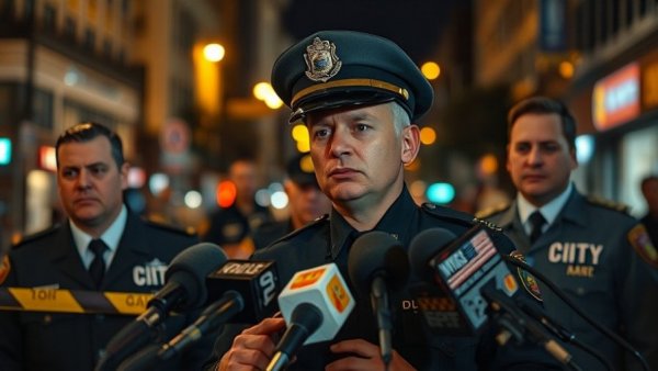Operation Metro Surge: Police officer at nighttime briefing with city official.