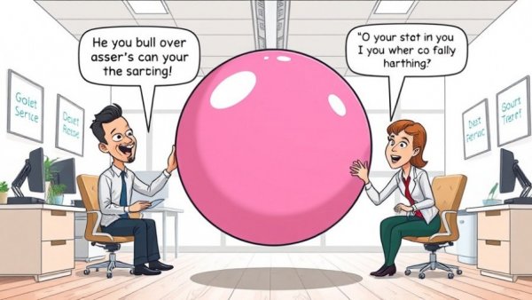 Humorous cartoon of office workers illustrating customer service challenges.