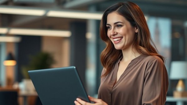 Google AI Professional Certificate video with smiling woman in modern office.