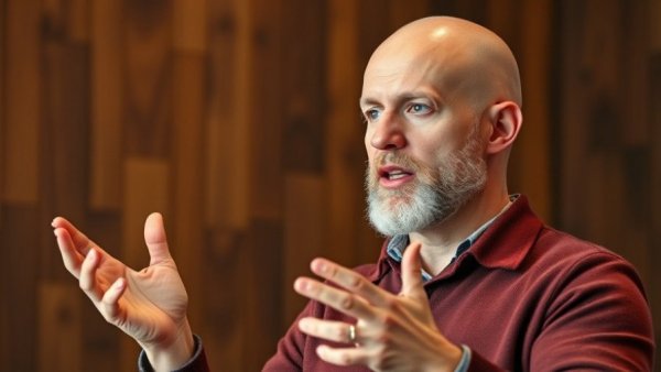 Medspa marketing speaker explaining insights, warm lighting.