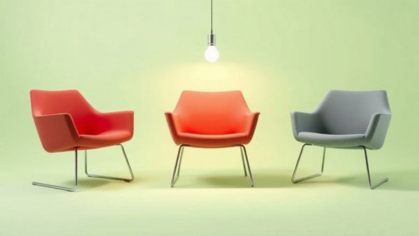 Spotlight on red chair for digital marketer interviews.