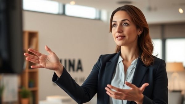 Confident woman explains 3-Tier Loyalty System for MedSpas, well-lit indoor setting.