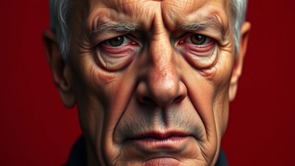 Close-up of a serious older man related to Trump's tariff policies.