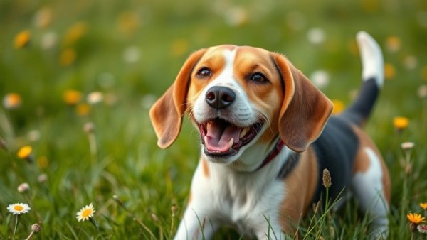 Beagle dog scratching in field, relevant to second-generation JAK inhibitor.