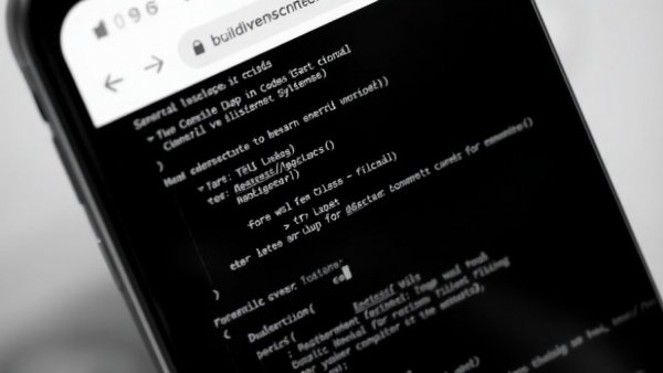 Close-up of smartphone with coding website in sepia tone reflecting vibe coding growth.