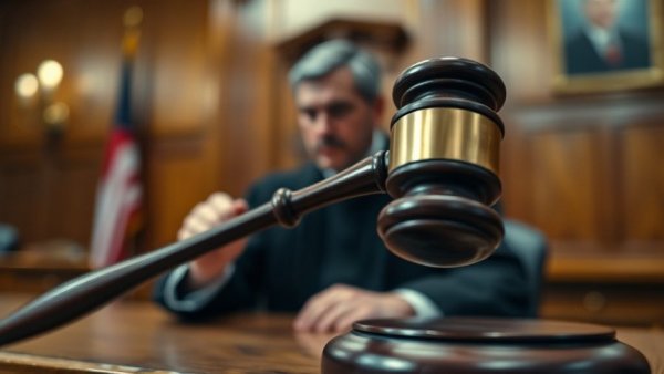 Judge with gavel in courtroom, related to animal welfare regulations.