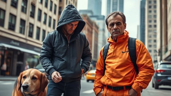 State employee with dog involved in urban scene