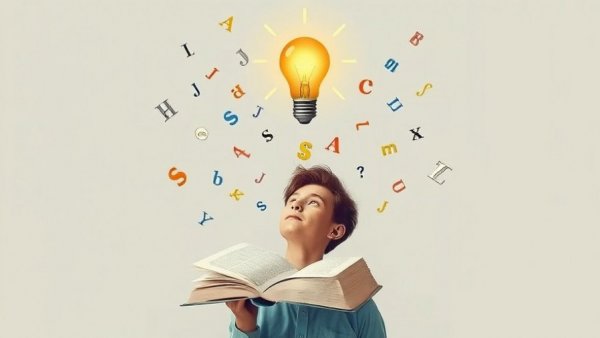 Surreal concept of future of search with book and bulb.