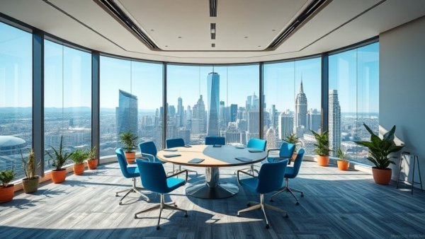 Dechra Global Headquarters Relocation modern conference room with city view.