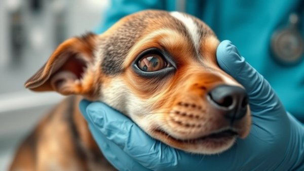 Dog with skin conditions and jawbone X-ray.