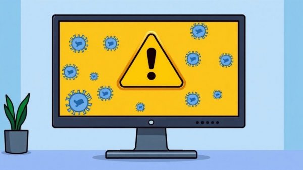 March 2026 spam update alert with warning sign and viruses.