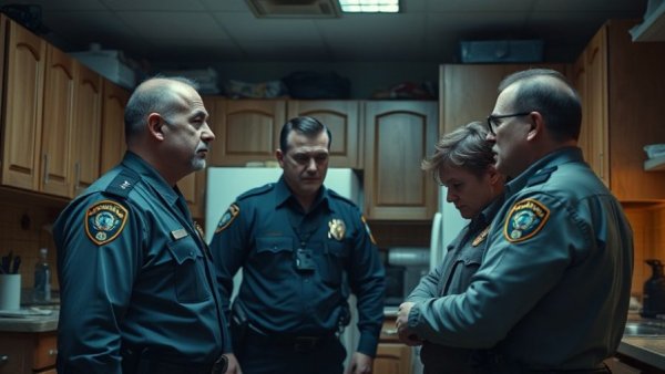 Police address mental health crisis in kitchen interaction.