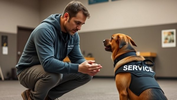 Trainer instructs K9s for Warriors service dog indoors