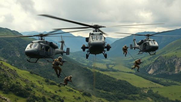 Military helicopters over mountains illustrating Navy SEAL leadership.