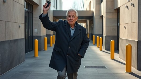Man exiting building holding object in possible police shooting.