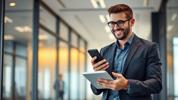 Professional man multitasking in office, representing March 2026 Core Update.