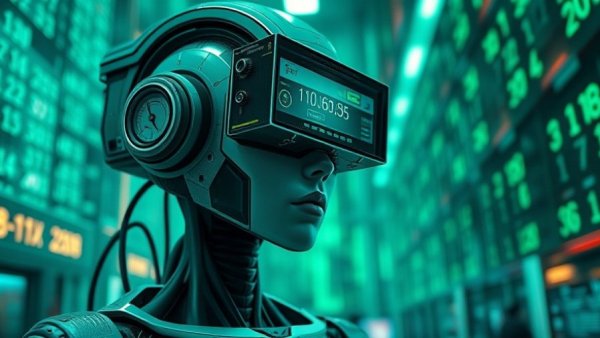 Futuristic figure with computer head in digital space for medSpas.