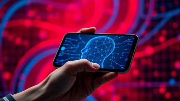 Smartphone with abstract head icon representing Claude Opus 4.7 performance.