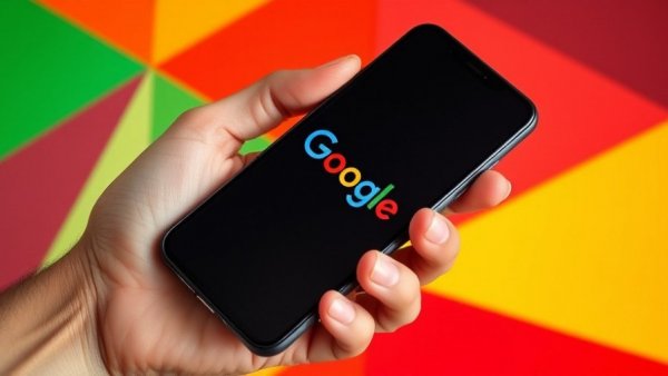 Smartphone displaying Google logo with colorful background