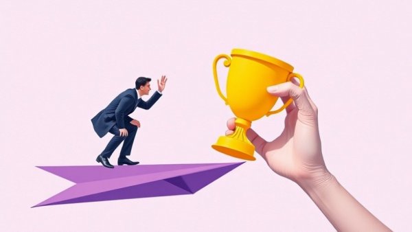 AI rewards quality content in MedSpas concept with trophy and paper airplane.