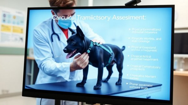 Veterinary slide on cardiovascular examination in animals.