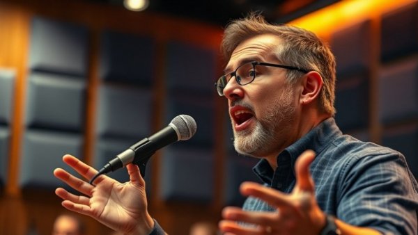 Dynamic speaker with warm lighting discussing medspa marketing.