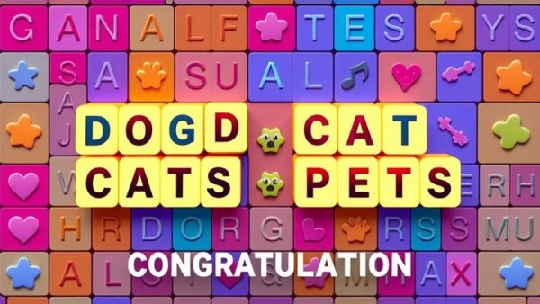 Veterinary wordplay puzzle with words DOGS, CATS, PETS
