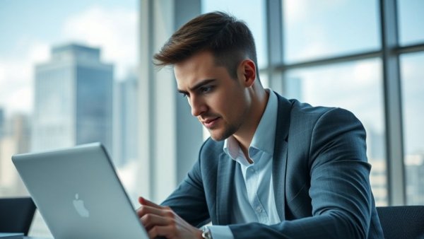 Veterinary Executives LinkedIn Leads: professional using laptop in office.