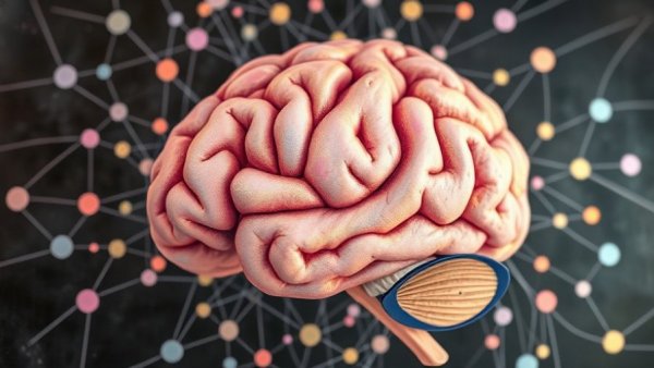 Colorful chalk art brain network illustration