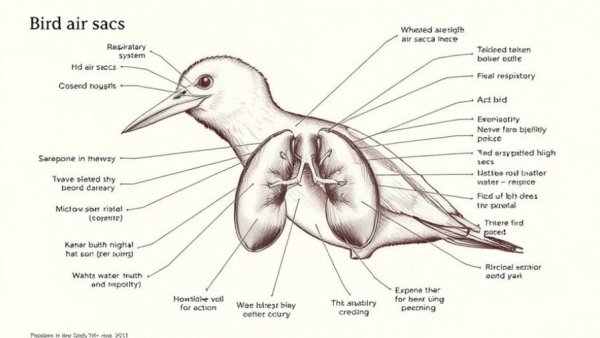 Detailed bird air sacs diagram explaining avian anesthesia techniques.