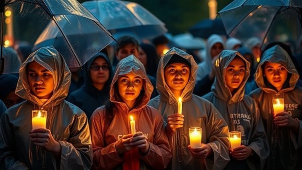 Vigil honoring fallen heroes in law enforcement with candlelight procession.