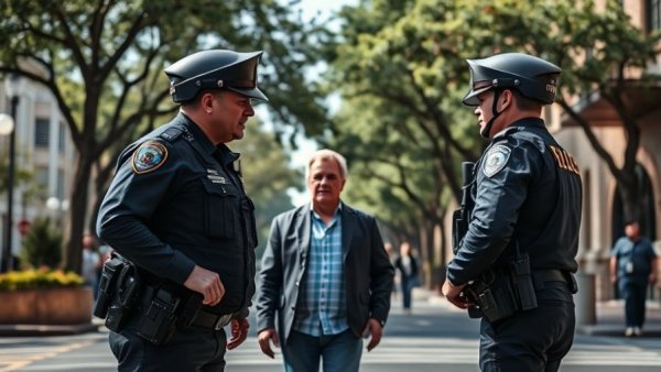 Peaceful urban police encounter, mere encounters in policing concept.