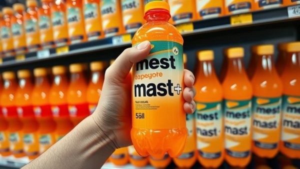 Lionel Messi sports drink bottle in a fridge display.