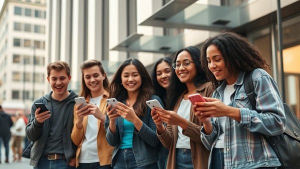 Gen Z engaging with AI consumer brands on smartphones.