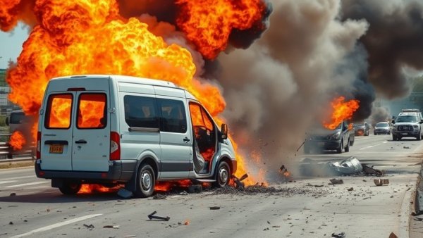 Fiery crash scene during Maryland police pursuit with burning vehicle.
