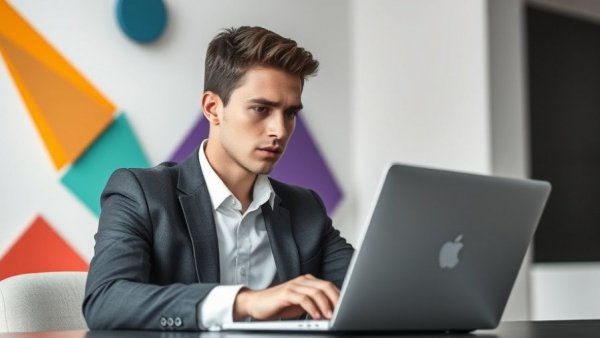 Young businessman analyzing data, highlighting value inflation in Google Ads.