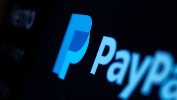 Digital close-up of PayPal logo with a dark, modern background.