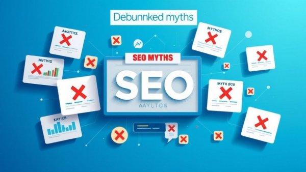 AI search optimization for veterinary clinics infographic with SEO myths.