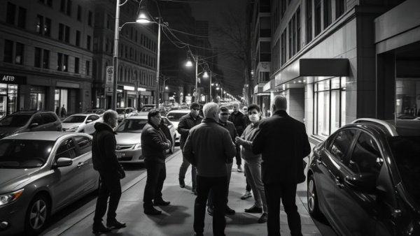 Street surveillance footage captures nighttime police accountability incident.