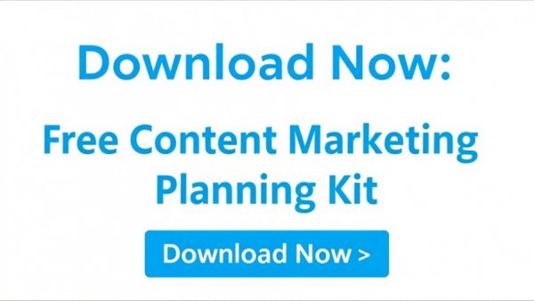 Text banner offering content marketing planning kit download