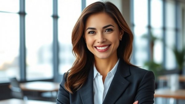 Corporate professional woman showcasing leadership strategies.