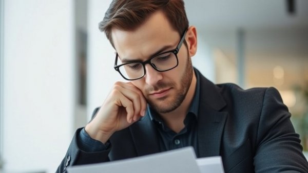 Thoughtful man reviewing documents, SEO Pulse cover image.