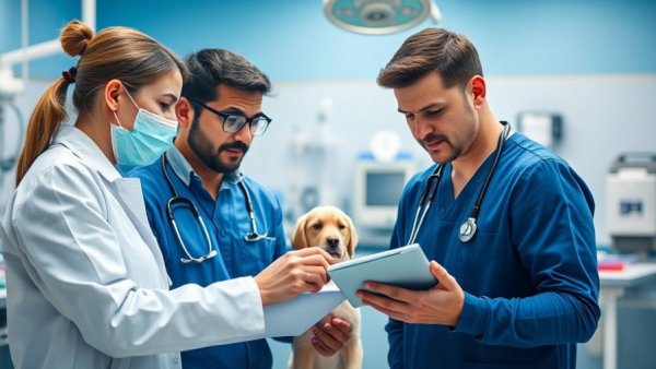 Veterinary professionals discussing trends in the veterinary industry.