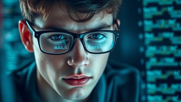 Focused young man analyzing code, reflecting Cloudflare Bot Preference Sync concept.